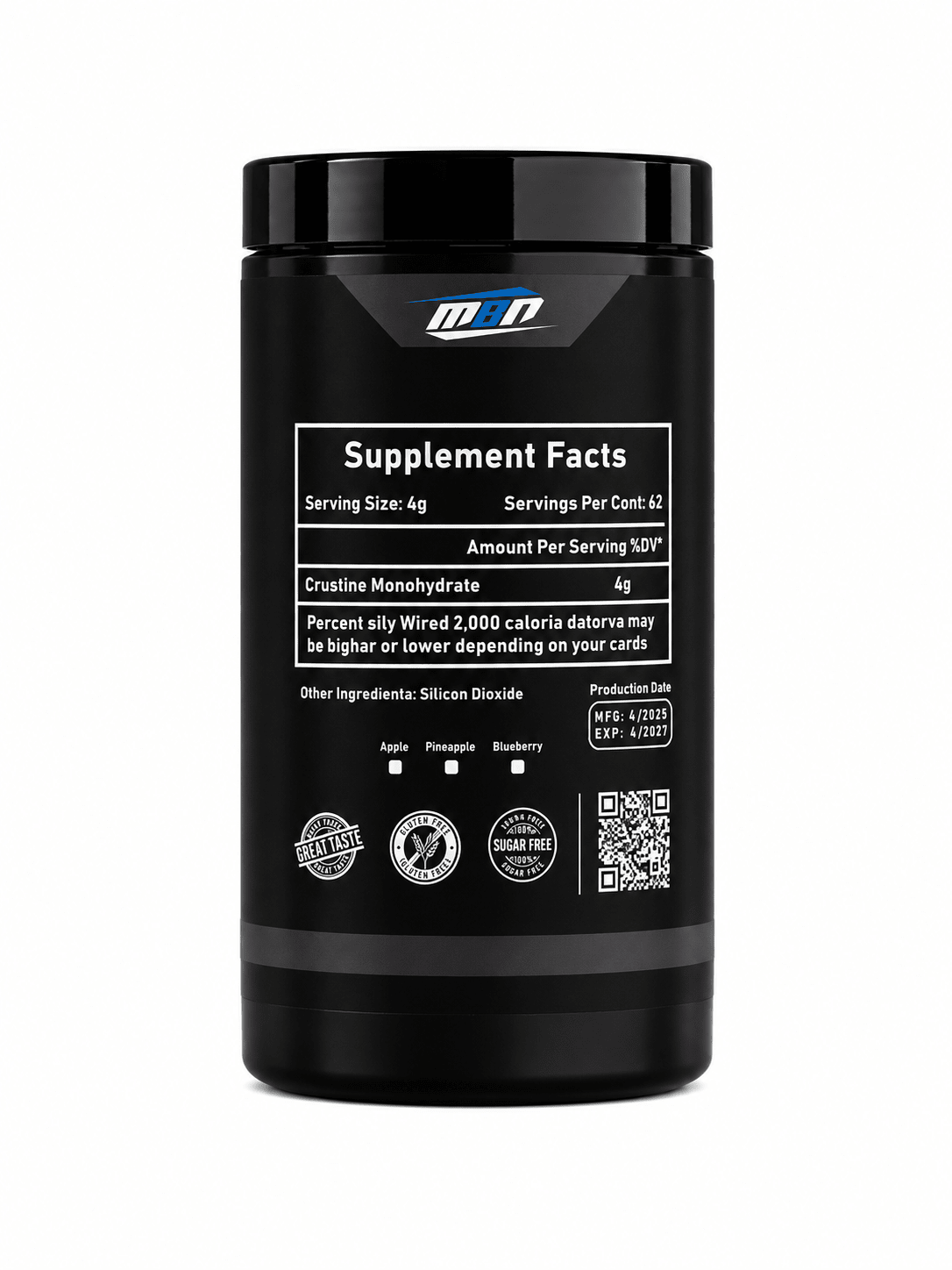 Creatine Monohydrate — 99.9% Pure 250g (62 scoops)