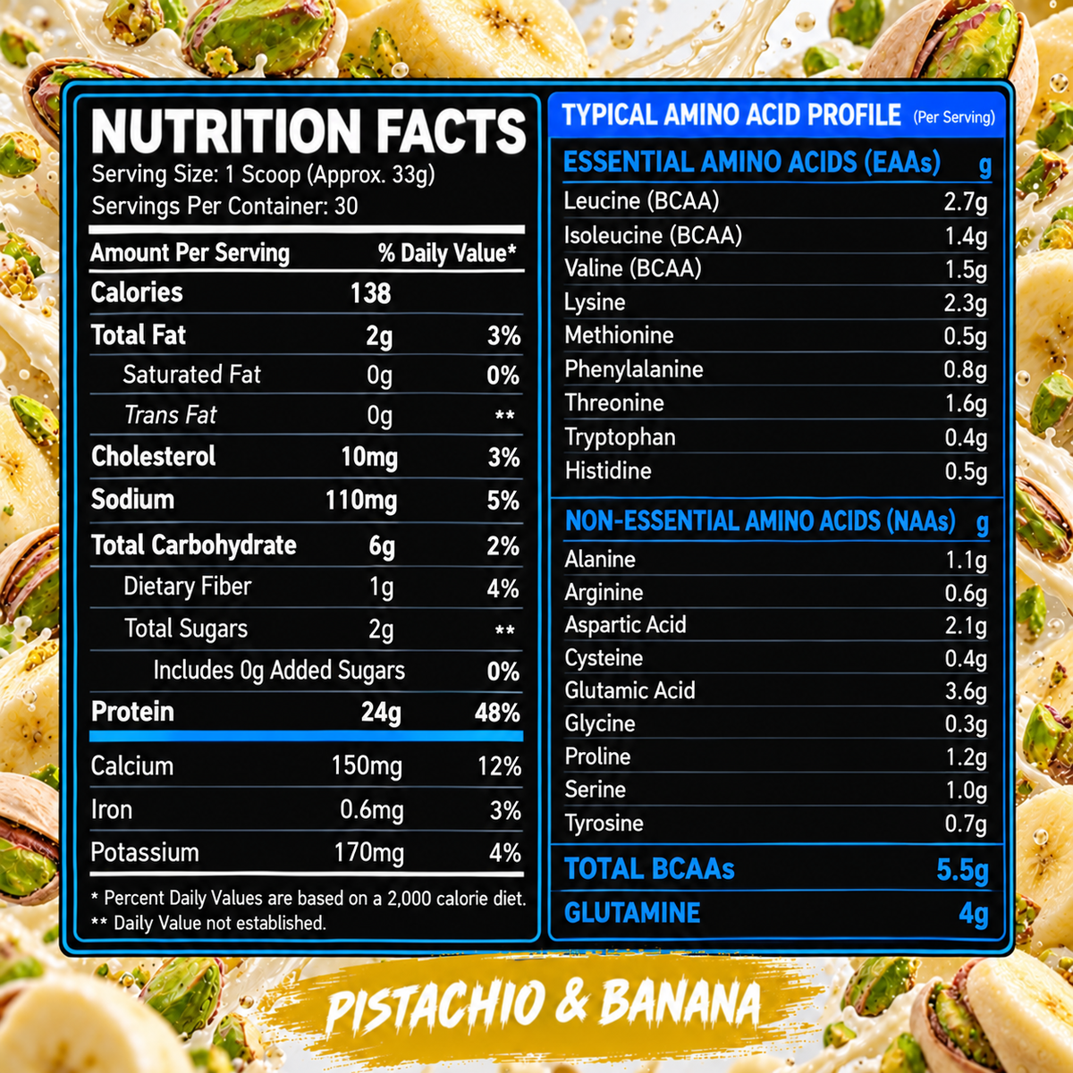 Whey Protein Concentrate — Pistachio & Banana — 1kg (30 servings)