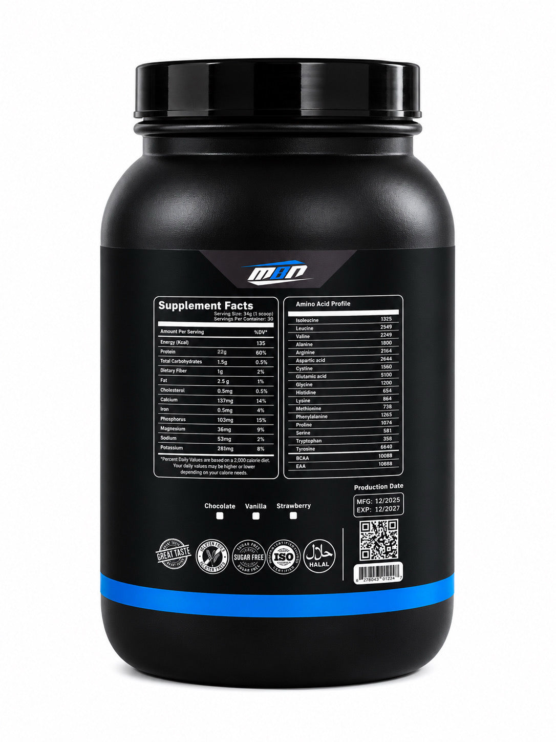 Premium Whey Concentrate 1kg Chocolate Vanilla Strawberry - Muscle Building Nutrition Egypt