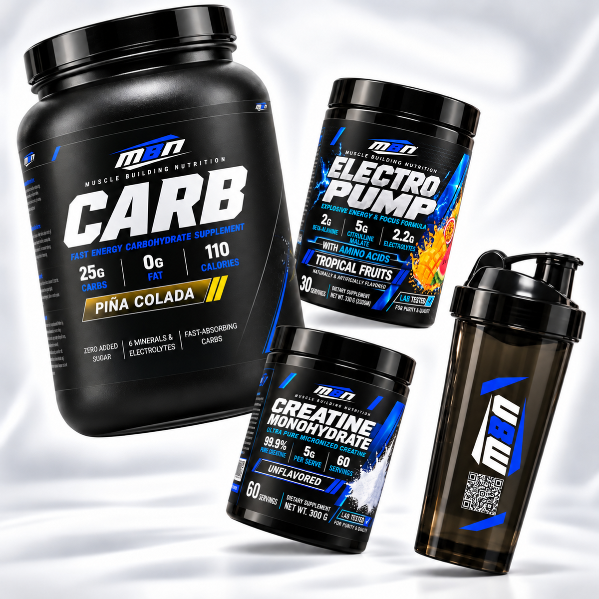 Creatine + Electro Pump + Carb + Shaker Bundle